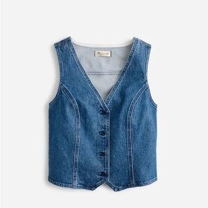 NWT Madewell Denim Fitted Vest in Medium Indigo Wash